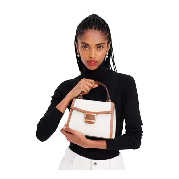 Like new! Kate Spade Colorblocked Small Top Handle Bag in Halo White - Picture 1 of 12